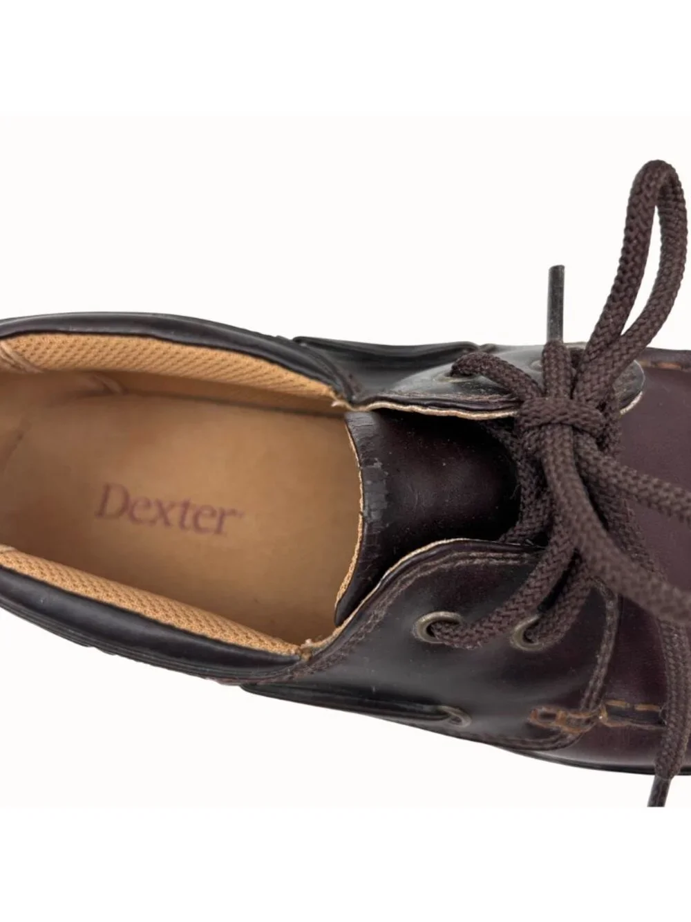 DEXTER MENS BROWN LEATHER BOAT SHOES - 7.5